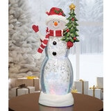 Snowman with Tree Lantern with LED Lights