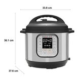 Front Profile of Instant Pot Pressure cooker with dimensions