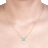 0.50ctw Round Brilliant Cut Diamond Flower Necklace, 14k Yellow Gold