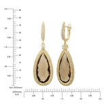 Pear Cut Smokey Quartz & 1.71ctw Diamond Earrings, 18ct Yellow Gold