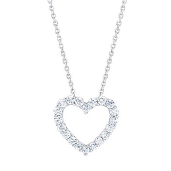 0.50ctw Round Brilliant Cut Diamond Heart Pendant 14ct White Gold