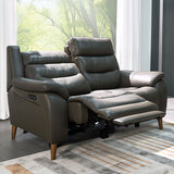 Ava Dark Grey Leather Power Reclining Large 2 Seater Sofa