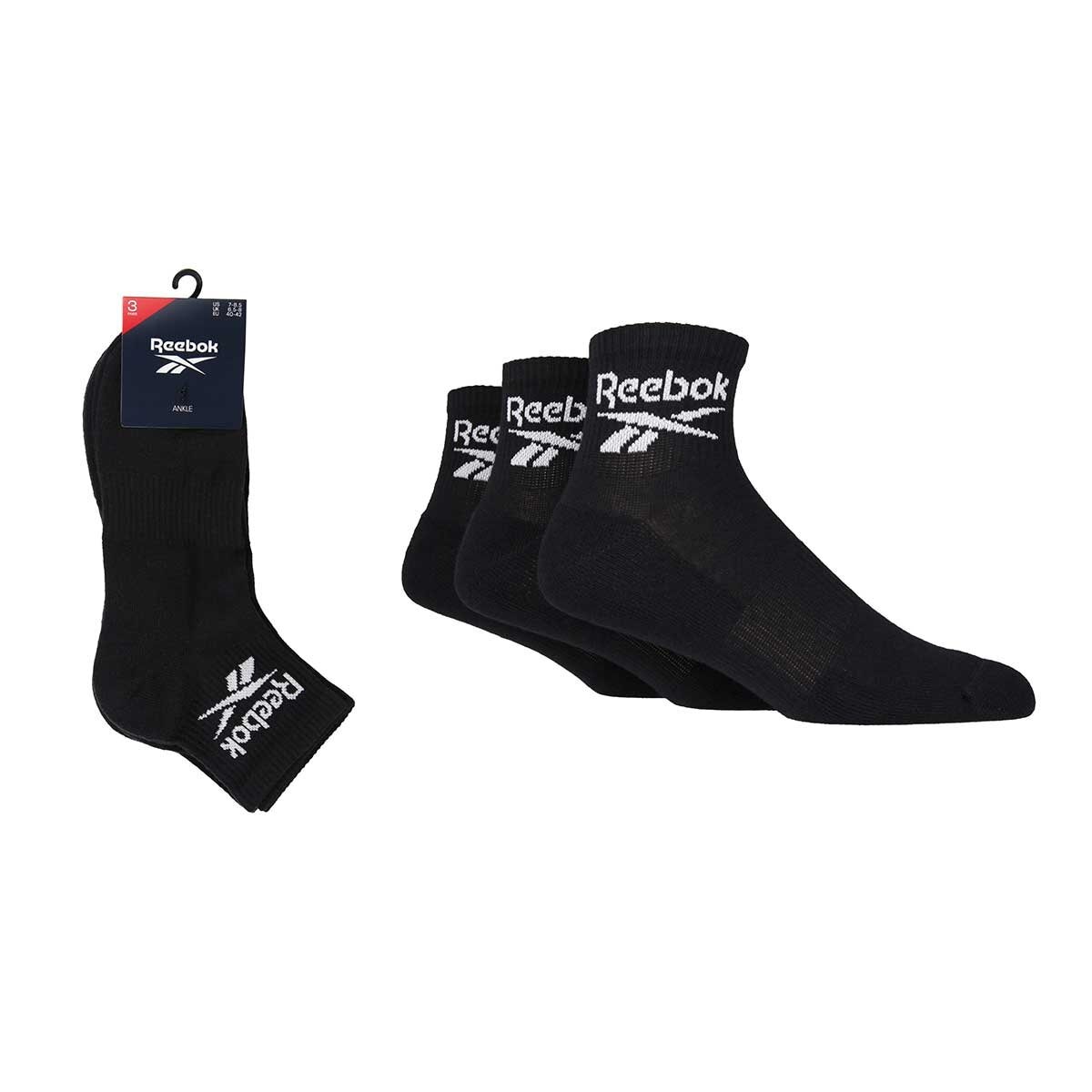 Reebok Unisex Core Ankle Socks 6 Pack in Black