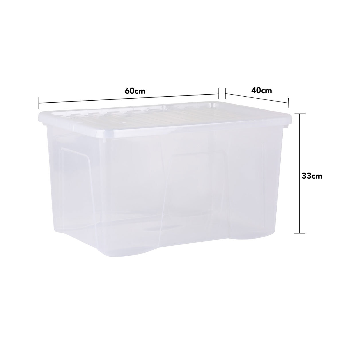 Wham 60L Crystal Clear Plastic Box and Lid - 5 Pack