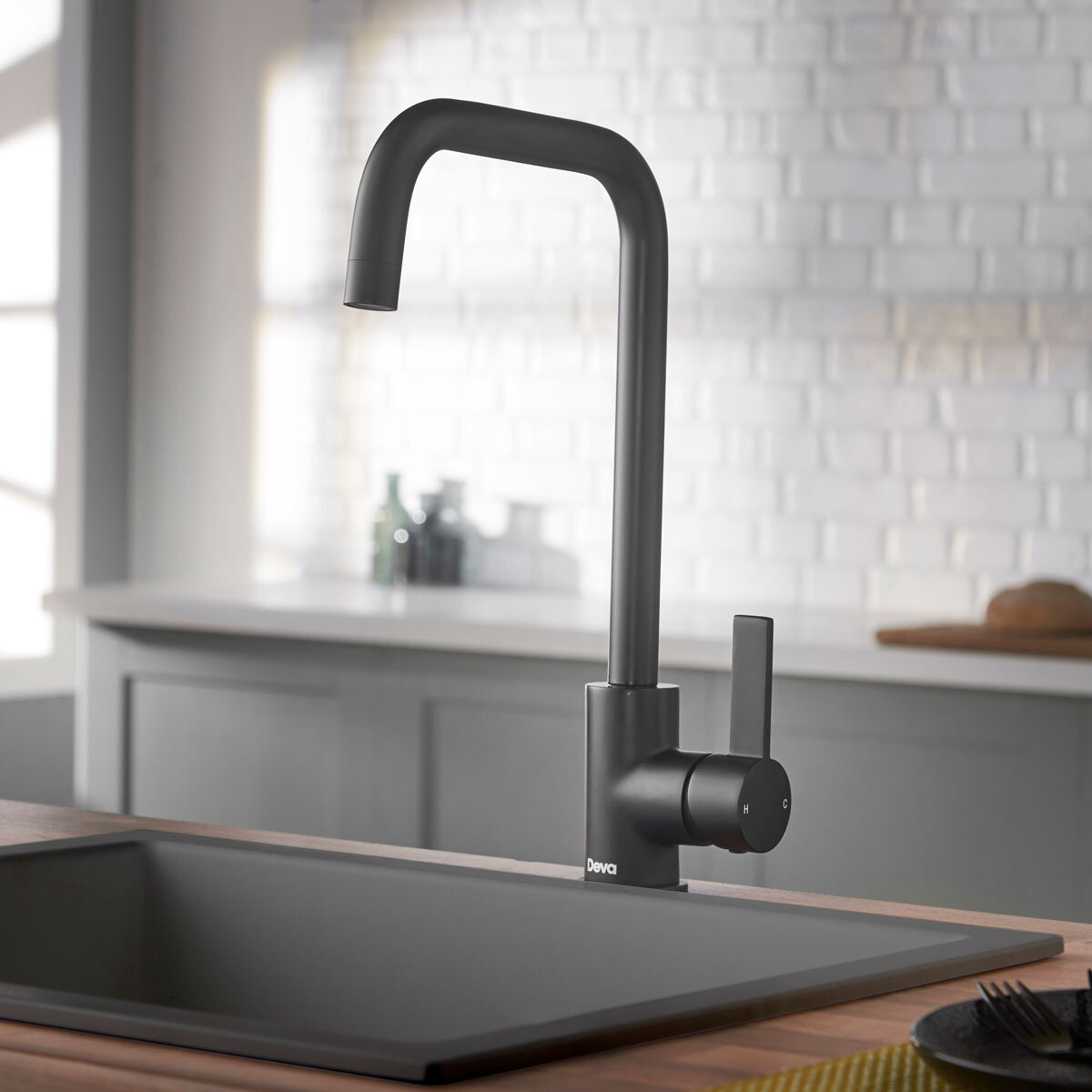 Deva Ashworth Kitchen Sink Mixer Tap In Matte Black, Model ASH104BK