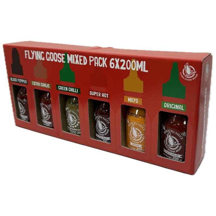 Flying Goose Sriracha Chilli Sauce Selection Pack, 6 x 200ml Flying Goose Sriracha Chilli Sauce Selection Pack, 6 x 200ml
