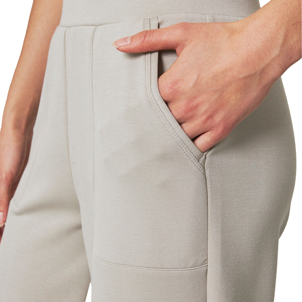 Mondetta Ladies Tech Fleece Wide Leg Trousers in Beige