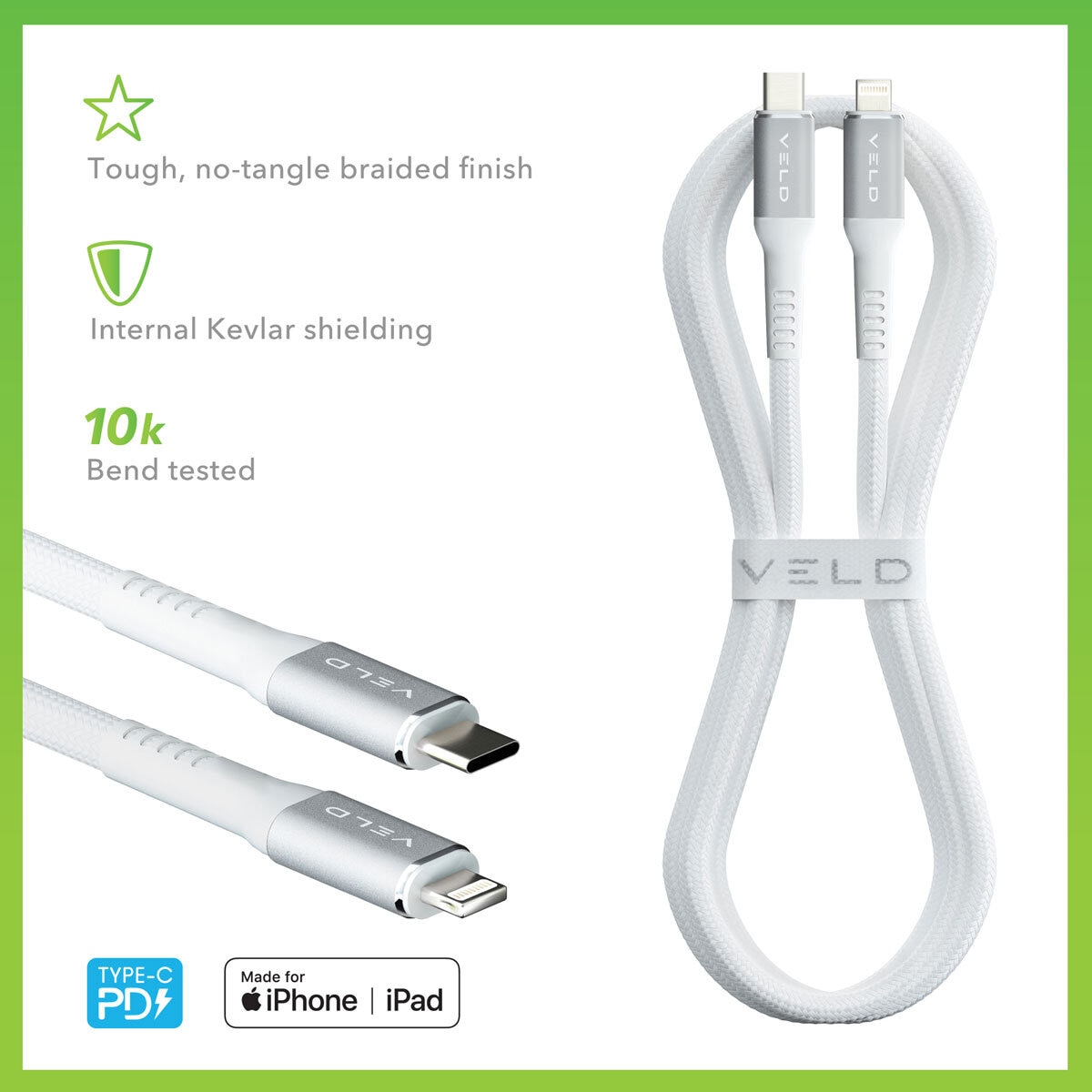 Buy Veld Super Fast in Car Charger USB Port & USB Type C with Super Fast Cable (Type C to Lightning) 1M at Costco.co.uk