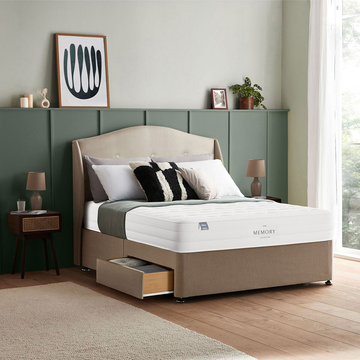 Silentnight Memory Pocket 2000 Mattress & Sandstone Divan in 4 Sizes