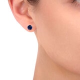 Round Cut Sapphire Stud Earrings, 14ct White Gold