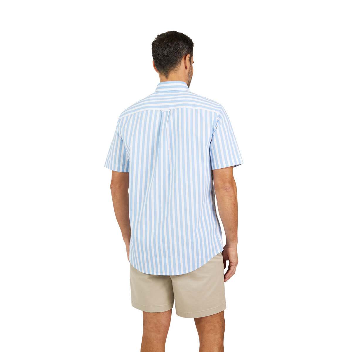 Chaps Men’s Easy Care Short Sleeve Woven Shirt in Blue Stratus