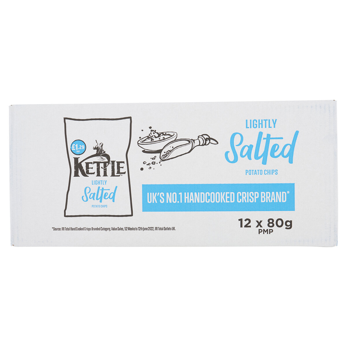 Kettle Hand Cooked Lightly Salted Chips PMP £1.29, 12 x 80g