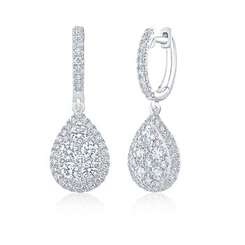 1.70ctw Round Brilliant Cut Diamond Earrings, 14ct White Gold