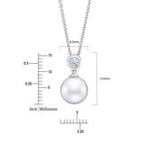 8-9mm Cultured Freshwater White Pearl & 0.14ctw Diamond Necklace, 14ct White Gold