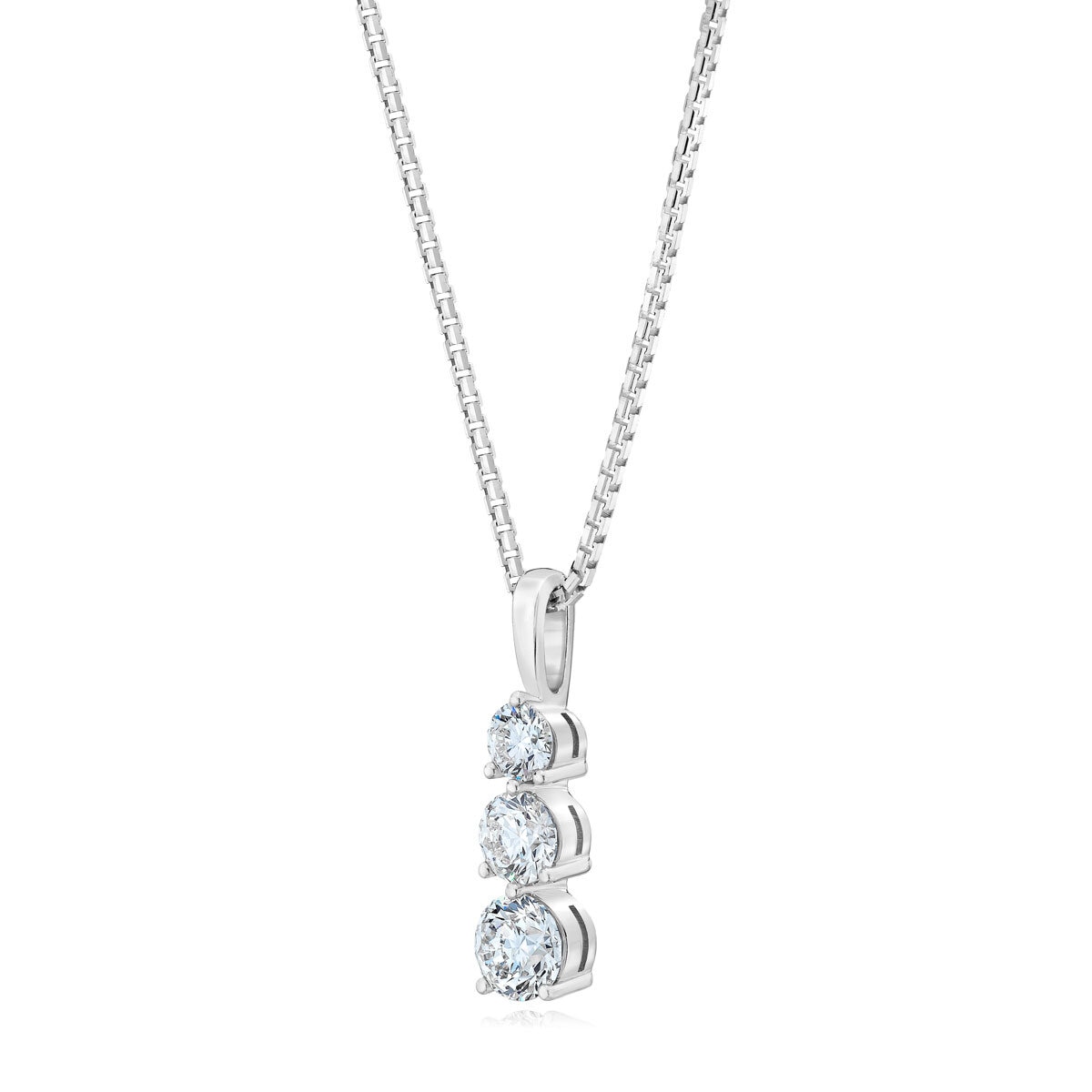 1.00ctw Round Brilliant Cut 3 Stone Diamond Pendant, 14ct White Gold