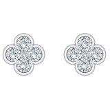 0.50ctw Round Brilliant Cut Diamond Clover Earrings, 14ct White Gold