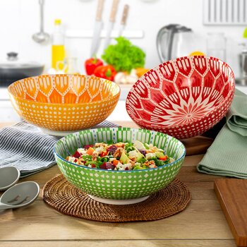 Signature Housewares Stoneware Serving Bowls, 3 Piece