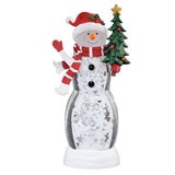 Snowman with Tree Lantern with LED Lights