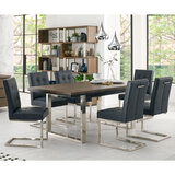 Bentley Designs Tivoli Dark Oak Dining Table + 6 Black Leather Cantilever Dining Chairs