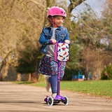 Micro Maxi Deluxe LED Purple Scooter with Small Pink Helmet and Unicorn Lunch Bag (5+ Years) 