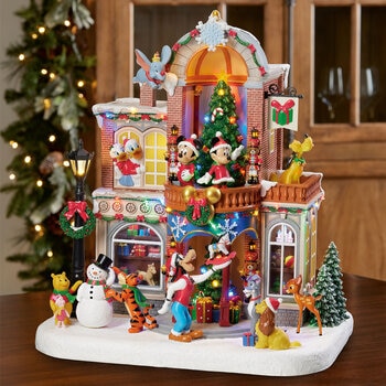 1.25ft (38cm) Disney Animated Holiday Toy Shop with Lights and Music