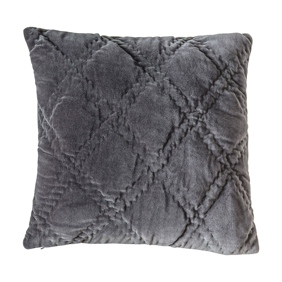 Galley Quilted Velvet Cushion in Charcoal