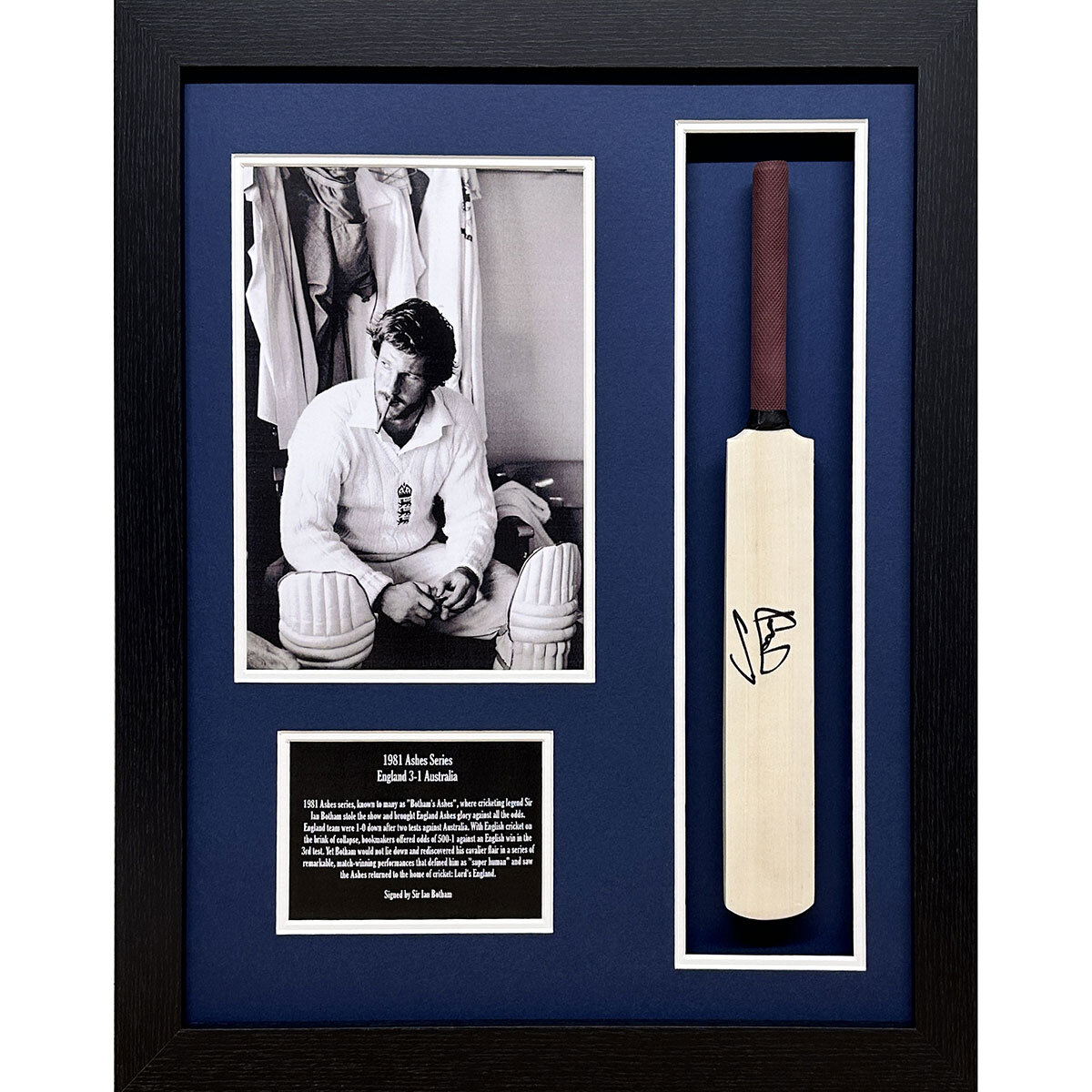 Ian Botham Signed Framed Mini Cricket Bat 