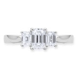 1.00ctw Emerald Cut Diamond 3 Stone Ring, 18ct White Gold