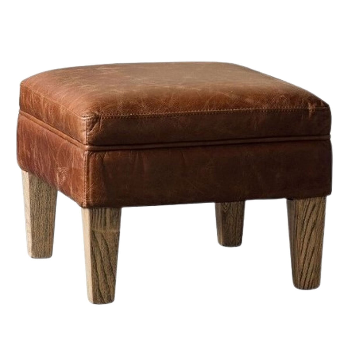 Gallery Mr. Paddington Vintage Brown Leather Footstool