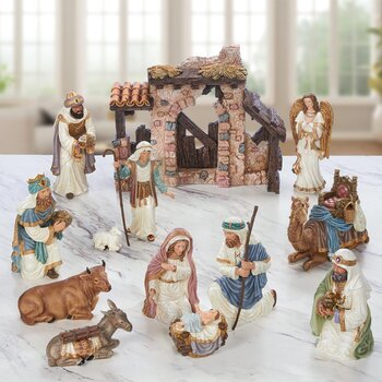 4.1ft (0.42m) Kirkland Signature 14 Piece Hand Painted Nativity Set