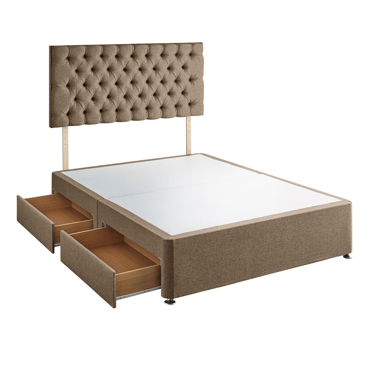 Silentnight 4 Drawer Divan Base with Eden Headboard in Wheat in 3 Sizes Silentnight 4 Drawer Divan Base with Eden Headboard in Wheat in 3 Sizes