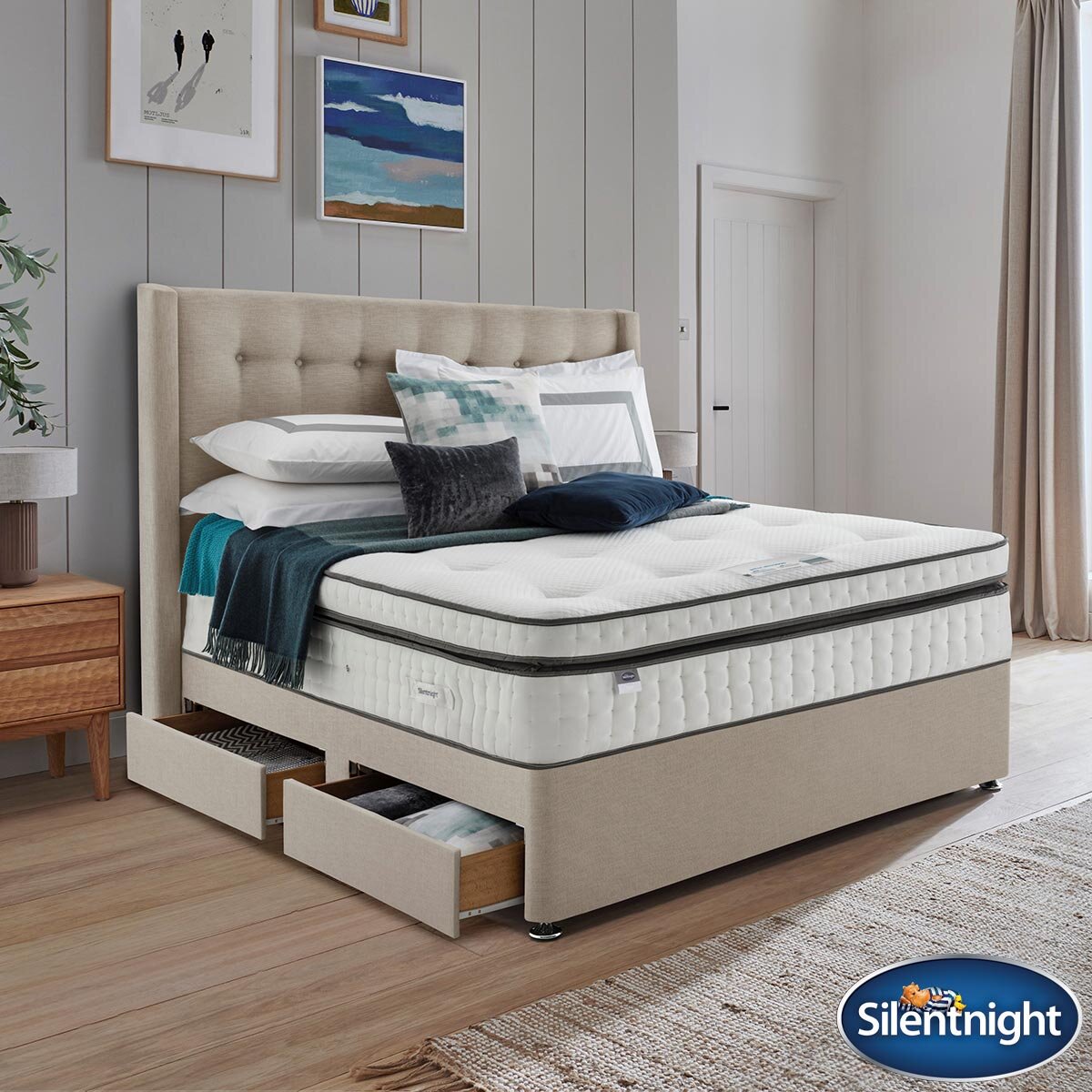 Silentnight Geltex Ultraflex 3000 Mirapocket Medium/Firm Mattress & Divan in Sandstone, Double