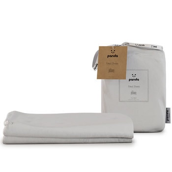 Panda 100% Bamboo Cot Size Fitted Sheets, 2 Pack in White