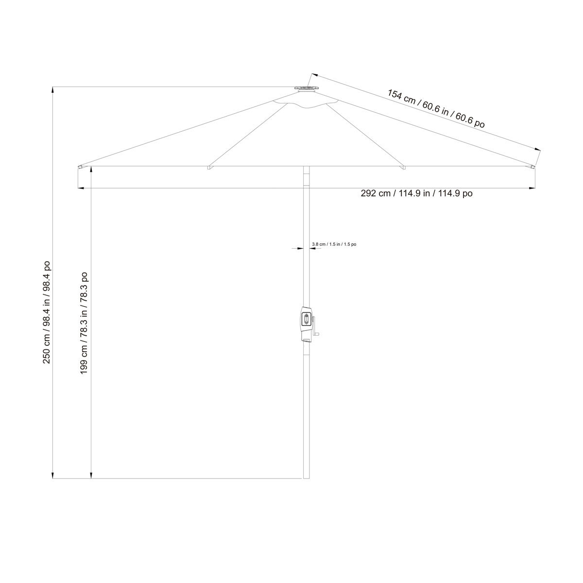 SunVilla 10ft (3m) LED Aluminium Round Market Umbrella in Sage Green