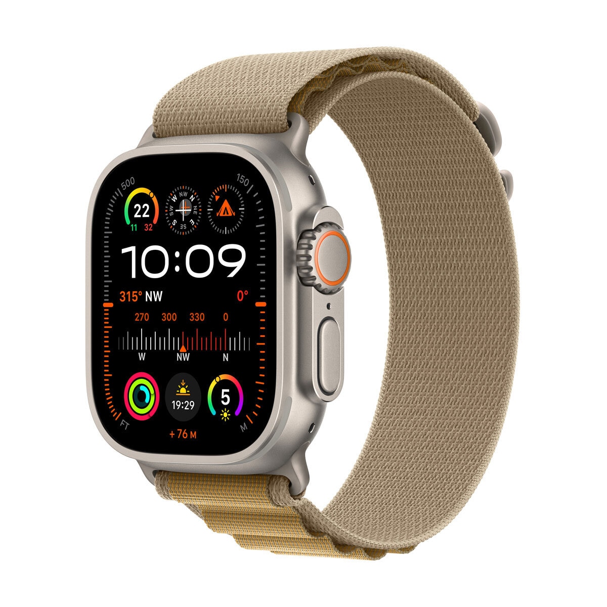 Apple Watch Ultra 2 GPS + Cellular, 49mm Titanium Case with Tan Alpine Loop - Medium, MX4F3QA/A