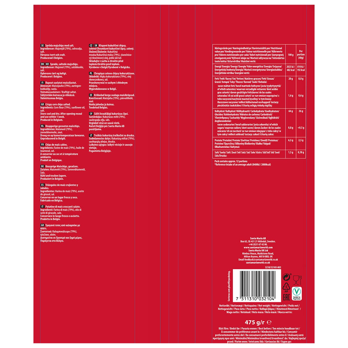 Santa Maria Salted Tortilla Chips, 2 x 475g Santa Maria Salted Tortilla Chips, 2 x 475g