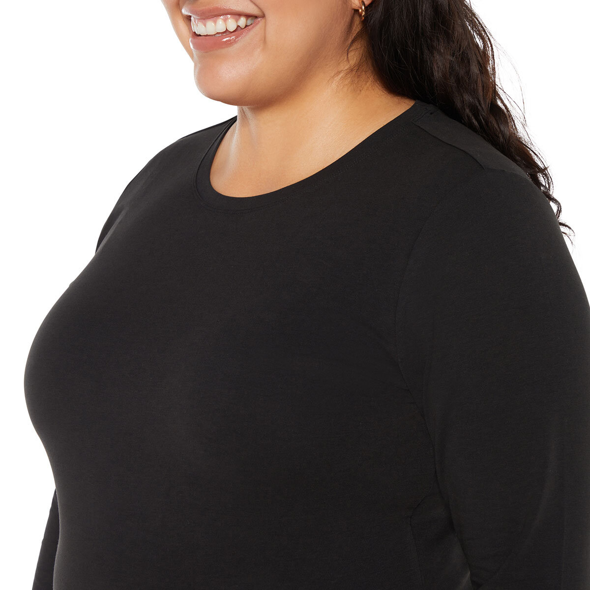 Three Dots Ladies Crew Top 2 Pack in Black