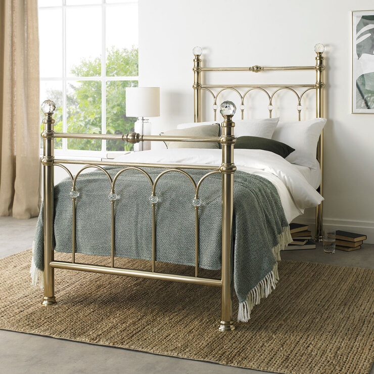 Bentley Cristina Champagne Brass Finish Metal Bed Frame, Single | Costco UK