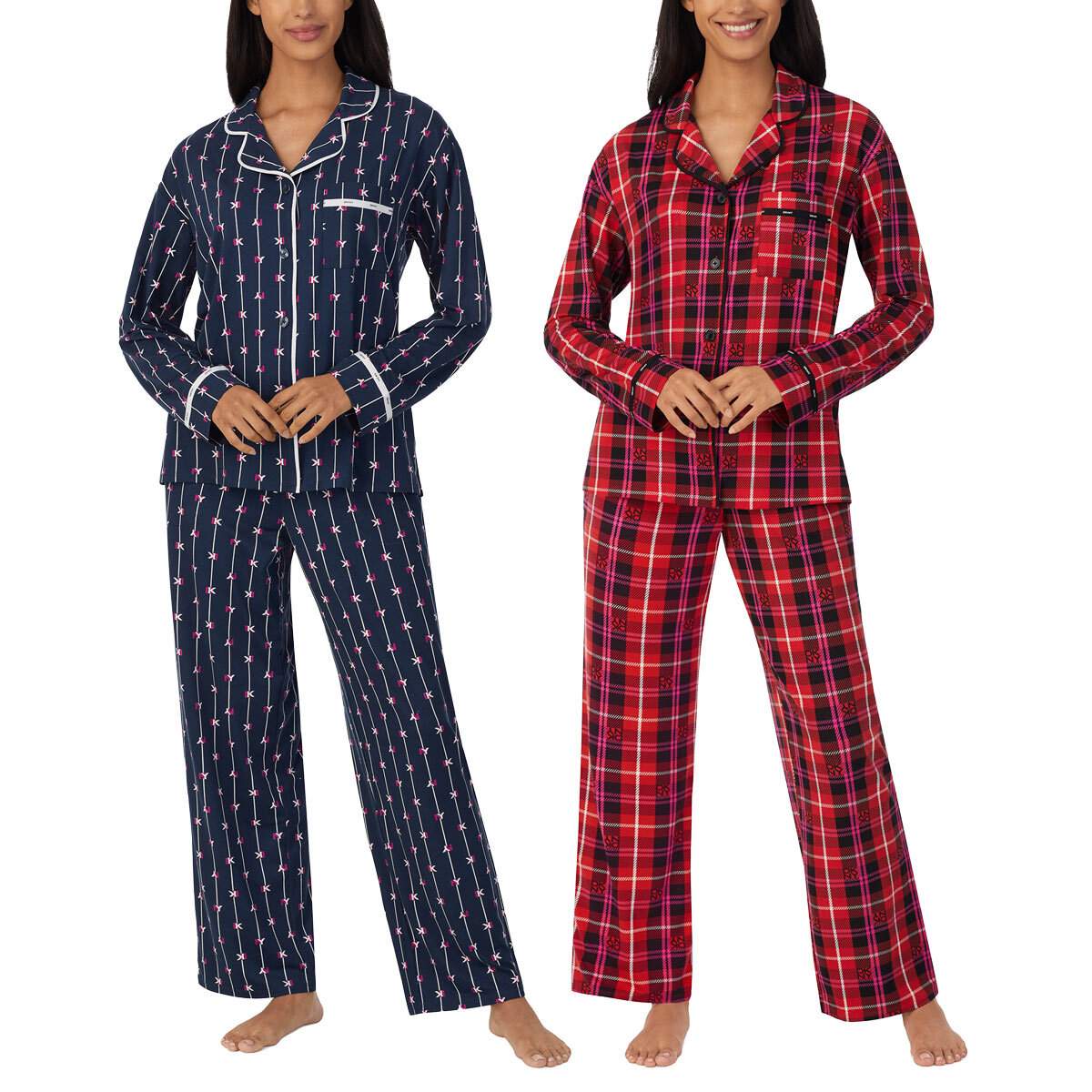 DKNY Notch Collar Pyjama Set in 4 Colours and 4 Sizes | C...