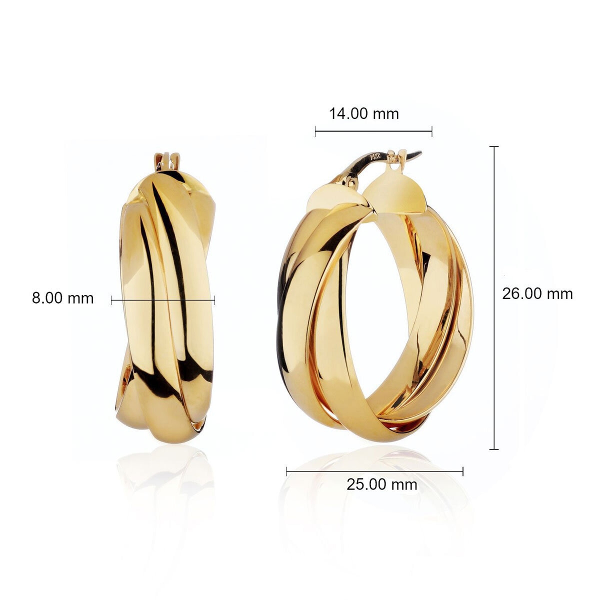 14ct Yellow Gold Double Twist Hoop Earrings