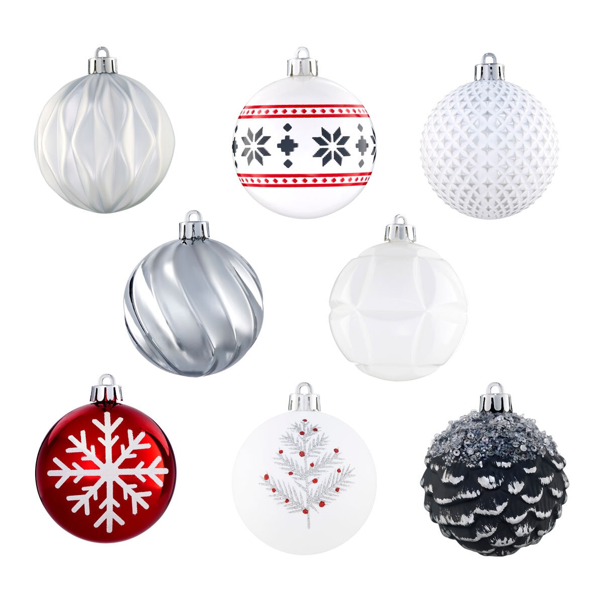 Buy 78 pack Ornaments Red/Silver Item Image at costco.co.uk