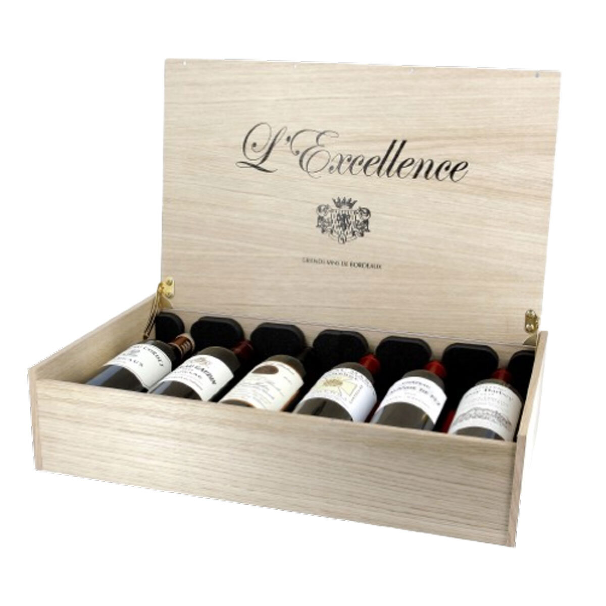 L'Excellence Bordeaux Wooden Gift Box 6 x 75cl