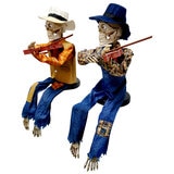 Halloween 3ft (1m) Pair of Animated Fiddler Skeletons with Lights & Sounds