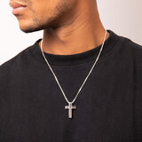 Fred Bennett Sterling Silver Cross Pendant with Blue Sapphire Stone