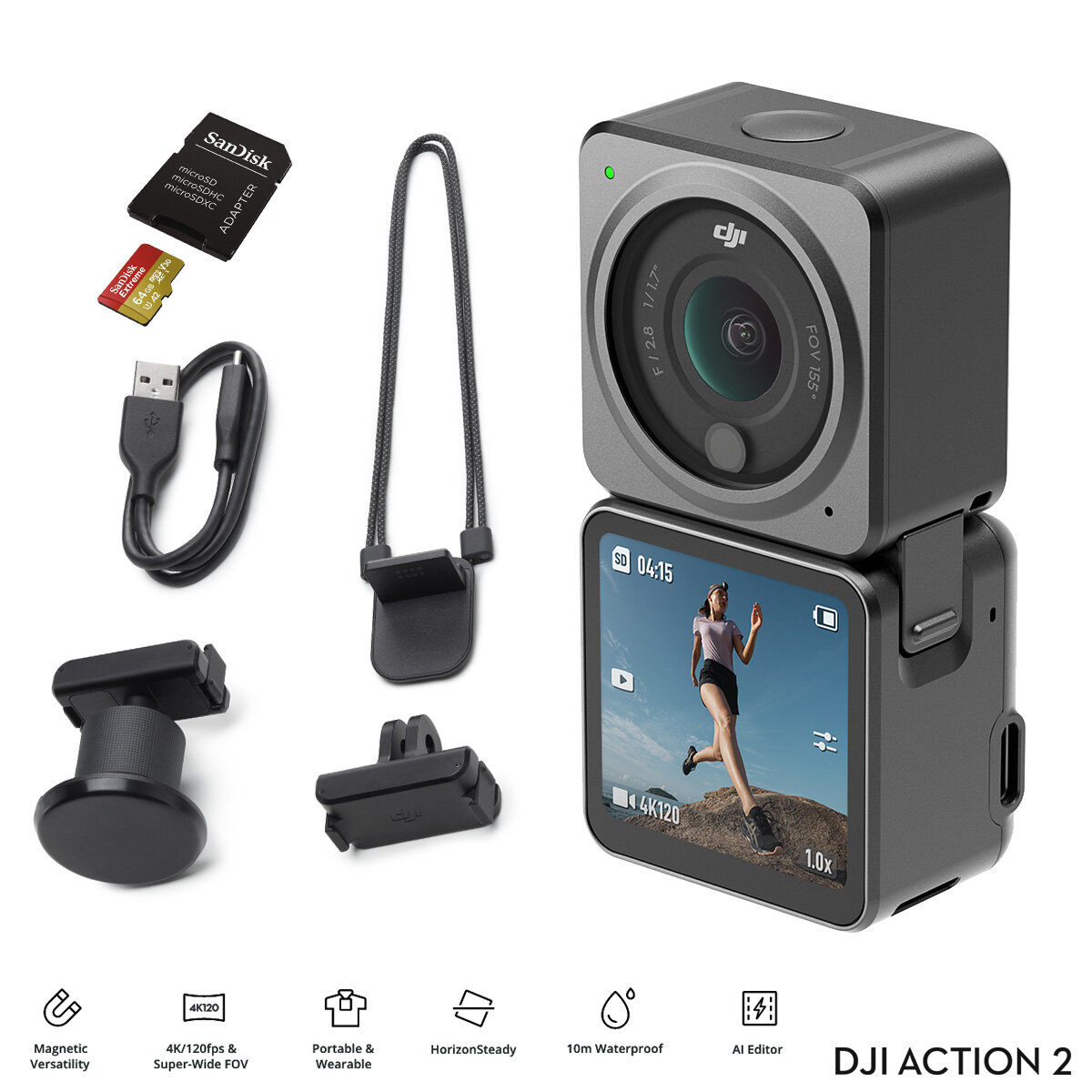 DJIDJI Action 2 Dual-Screen Combo - ビデオカメラ