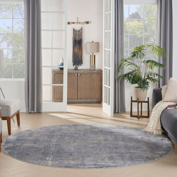 Rustic Textures Faded Blue Circle Rug, 160 cm