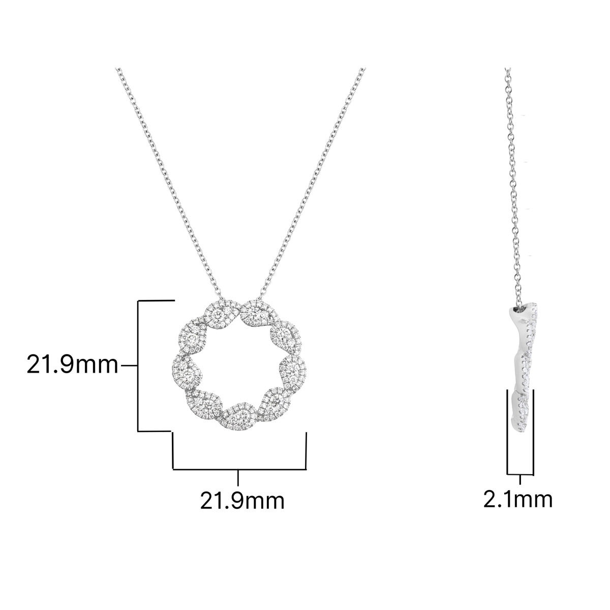 0.87ctw Round Brilliant Cut Diamond Circle Pendant, 18ct White Gold