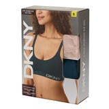 DKNY Ladies Seamless Ribbed Bralette 2 Pack in Pink/Teal