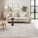 Elegant heirloom rug, tradtional design in ivory, grey  floral tones