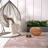 Patio Outdoor Pink Palm Rug